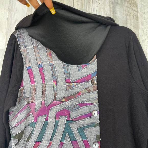 Parsley & Sage Art-to-Wear Blouse Women's Large Colorful Art Print Shirt - Picture 7 of 9